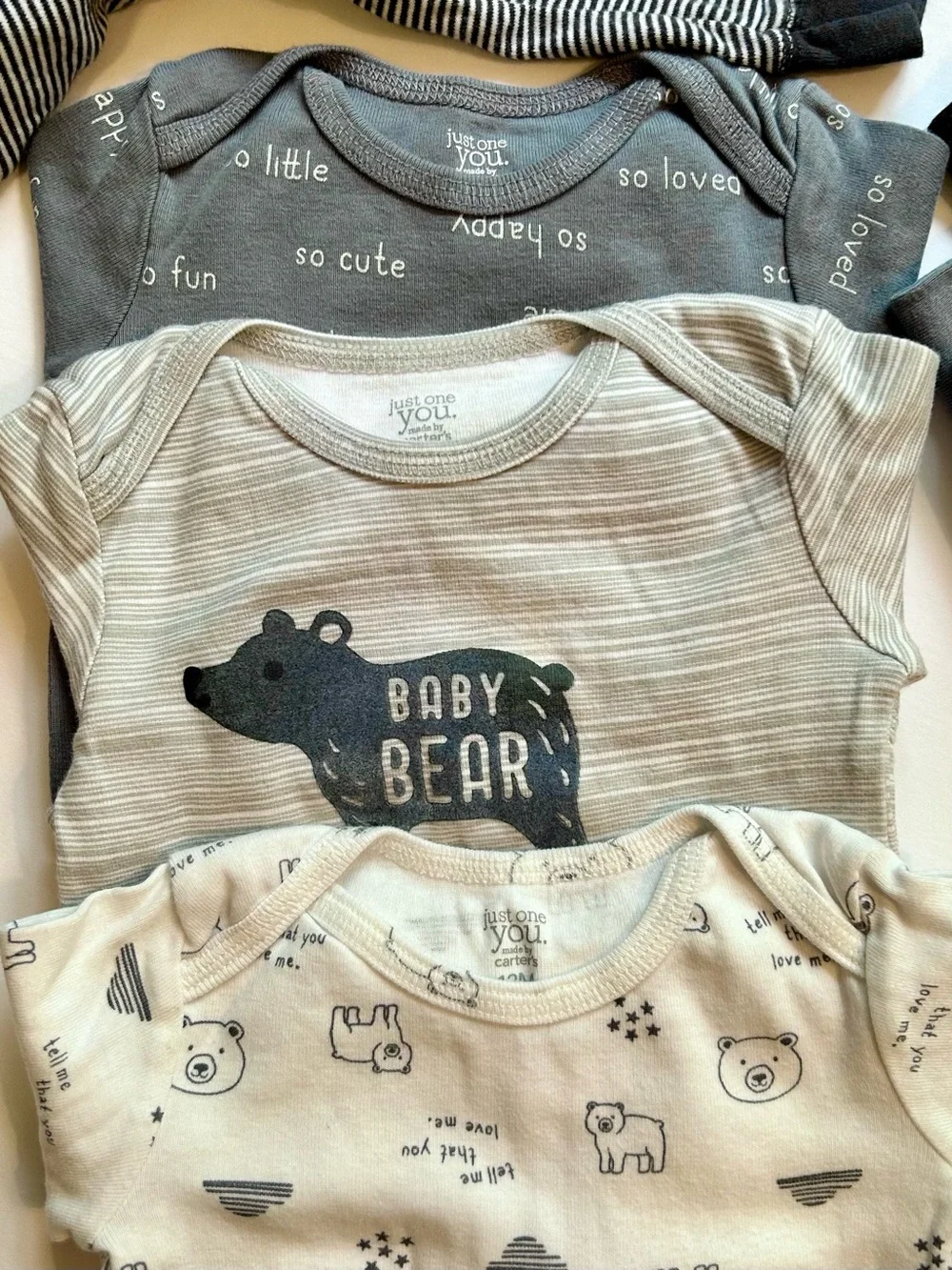 Carters 7 Piece 12M Neutral Coordinating Clothing Bundle Baby Bear Animal Theme